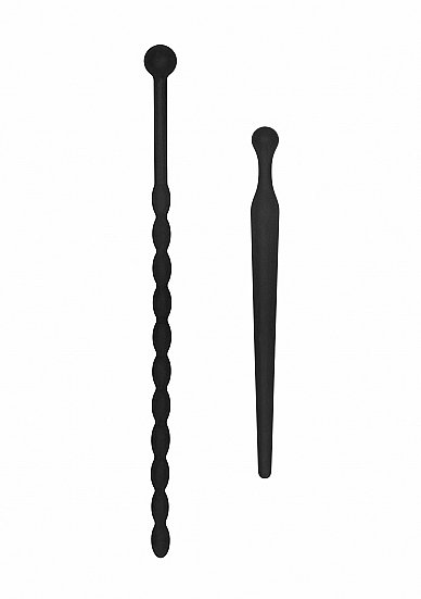 Набор из двух уретральных стимуляторов (струн) Beginners Silicone Plug Set Shots Toys (Черный) 