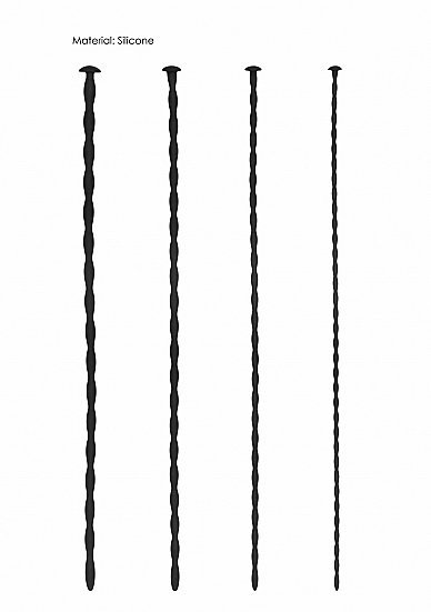 Набор из четырех стимуляторов уретры (струн) Spiral Screw Plug Set Shots Toys (Черный) 