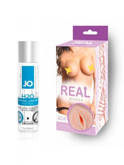 Реалистичный мастурбатор вагина Real Woman Мулатка и Лубрикант на водной основе «JO H2O Original» JO system (Телесный) 