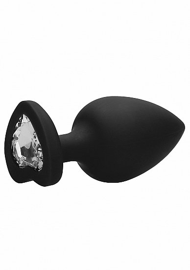 Анальная пробка из силикона Diamond Heart Butt Plug - Extra Large - Black Shotsmedia (Черный) 