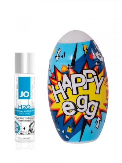 Мастурбатор в виде яйца Happy Eggs в ассортименте и Лубрикант на водной основе JO H2O Original – 30 мл JO system (Телесный) 