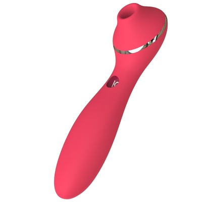 Фиолетовый стимулятор клитора Polly Plus: 16.8 см, 3 режима всасывания, 10 режимов вибрации, функция нагрева, силикон KisToy (Красный) 