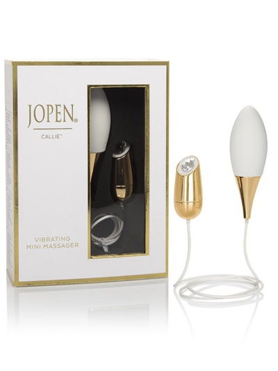 Изысканный перезаряжаемый мини-вибратор Callie Vibrating Mini Massager – белый Jopen (Золотой) 