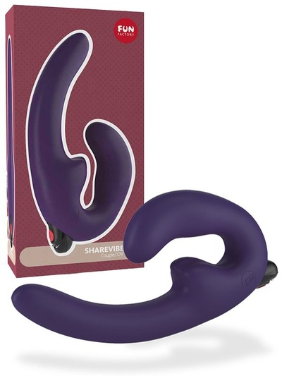 Безремневой страпон со съемной вибропулей Sharevibe – фиолетовый Fun Factory 