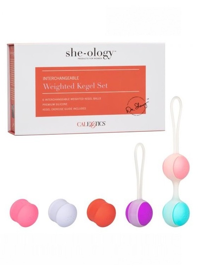 Набор вагинальных шариков Кегеля со сменным грузом She-Ology California Exotic Novelties (Разноцветный) 