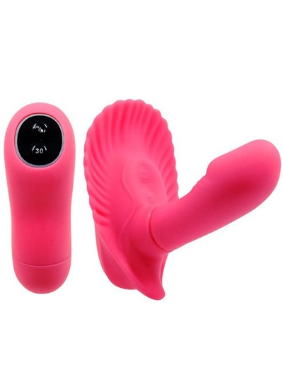 Вибростимулятор с вагинальной пробкой Fansy Clamshell с пультом дистанционного управления – розовый Baile 