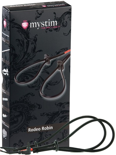 Двойное лассо для пениса Rodeo Robin с электростимуляцией – черный Mystim 