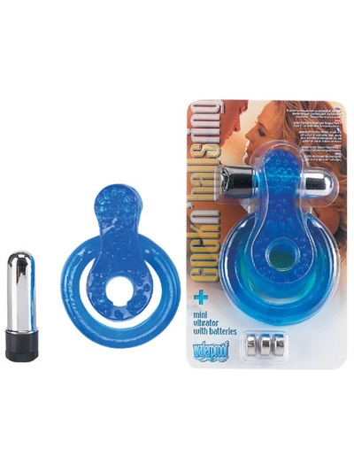Эрекционное виброкольцо Cock N' Balls Ring с петлей на мошонку и стимулятором клитора – синий Gopaldas 