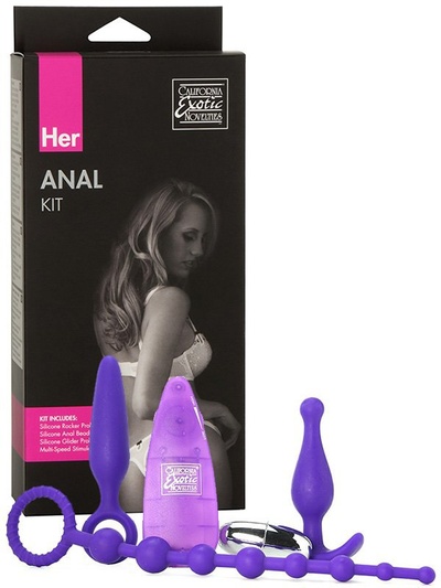 Анальный набор Her Anal Kit – фиолетовый California Exotic Novelties (Серебристый) 