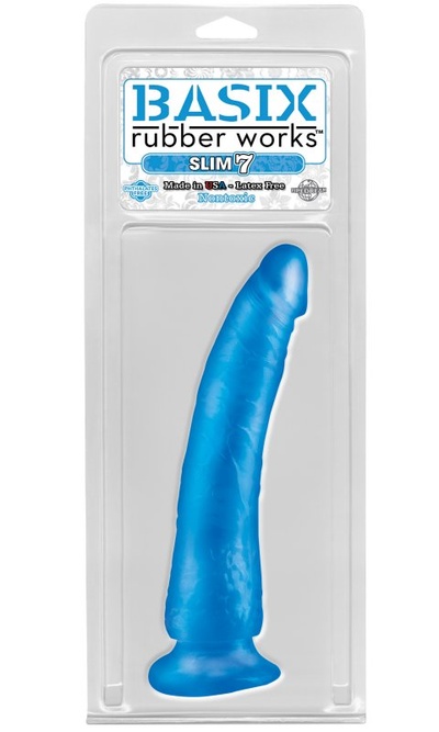 Фаллоимитатор на присоске Slim 7" - Blue PipeDream (Голубой) 