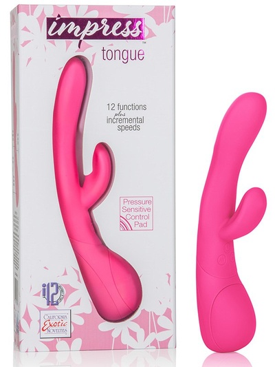 Вибромассажер Impress Tongue со стимуляцией клитора – розовый California Exotic Novelties 