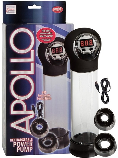 Автоматическая вакуумная помпа Apollo перезаряжаемая – черная California Exotic Novelties (Черный) 