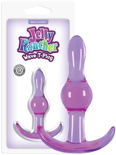 Анальная пробка Jelly Rancher T-Plug Wave волнистая – фиолетовый NS Novelties 