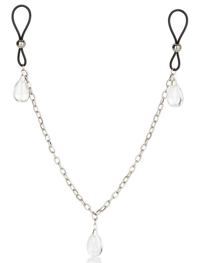 Зажимы на соски Chain Jewelry - Crystal на цепочке с подвесками – прозрачный California Exotic Novelties 