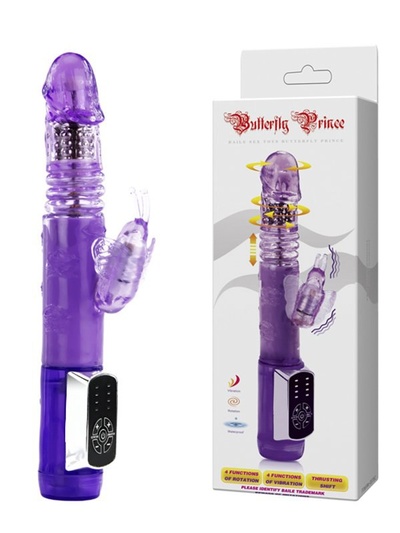Ротатор Butterfly Prince с поступательными движениями и вибростимуляцией клитора – фиолетовый Baile 
