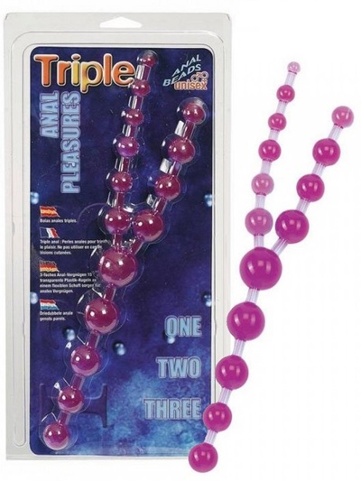 Тройные анальные шарики Triple Anal Pleasures – фиолетовый Gopaldas 