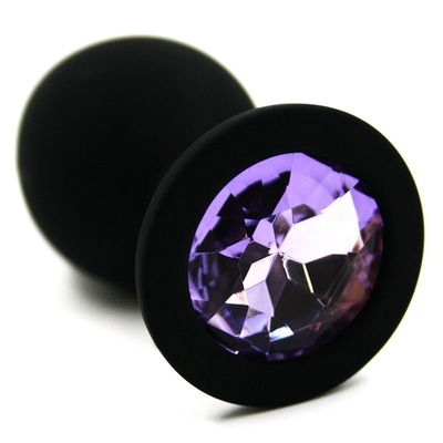 Средняя силиконовая анальная пробка Kanikule Medium с кристаллом – черный с фиолетовым Beauty Brands Limited (Фиолетовый) 