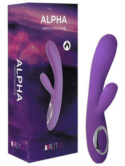 Вибромассажер для двойной стимуляции Alpha с подогревом – фиолетовый RestArt 