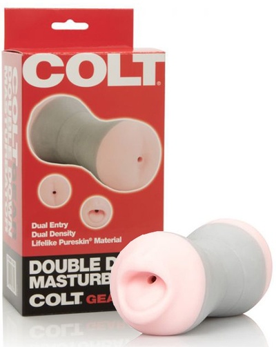 Двухсторонний мастурбатор ротик и анус Colt Double Down – розовый с серым California Exotic Novelties (Серый) 