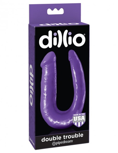 Яркий двухсторонний фаллоимитатор U-образный Dillio Double Trouble – фиолетовый PipeDream 