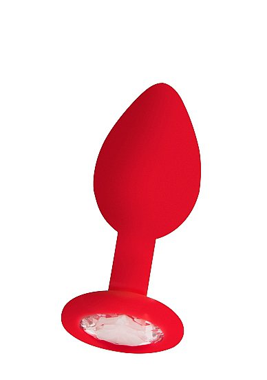 Анальная пробка с кристаллом Regular Diamond Butt Plug (Medium) Shots Toys (Красный) 