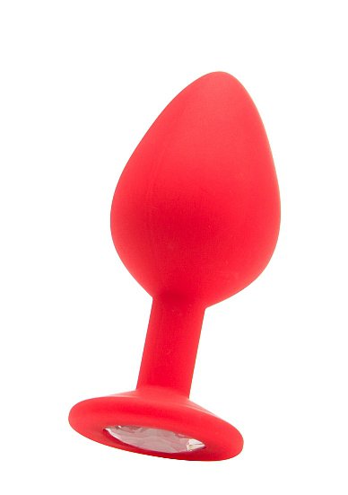 Анальная пробка с кристаллом Regular Diamond Butt Plug (Large) красная Shots Toys (Красный) 
