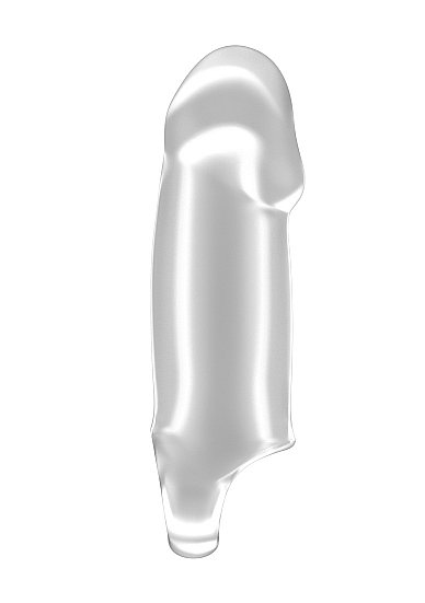 Увеличивающая насадка закрытого типа с кольцом для фиксации на мошонке No.37 - Stretchy Thick Penis Extension Shots Toys (Прозрачный) 