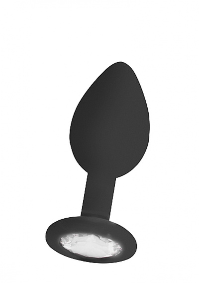 Анальная пробка с кристаллом Regular Diamond Butt Plug (Medium)-Черная Shotsmedia (Черный) 