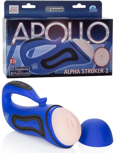 Мастурбатор вагина Alpha Stroker 2 с вибрацией – голубой California Exotic Novelties 