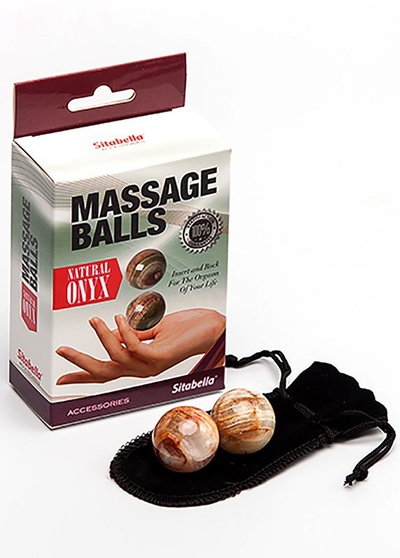 Вагинальные шарики Sitabella Massage Balls из натурального камня оникс СК-Визит (Бежевый) 