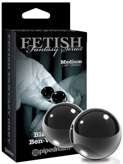 Вагинальные шарики Medium Black Glass Ben-Wa Balls PipeDream (Черный) 