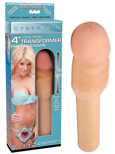 Насадка-удлинитель Xtra Thick Transformer Penis Extension 4" – телесная Topco Sales (Телесный) 