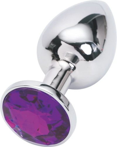 Маленькая анальная пробка Plug Silver с кристаллом – серебристый/фиолетовый Gvibe (ex. FunToys) 