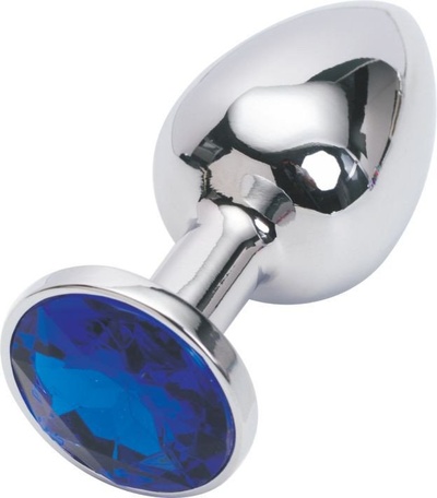 Маленькая анальная пробка Plug Silver с кристаллом – серебристый/синий Gvibe (ex. FunToys) 