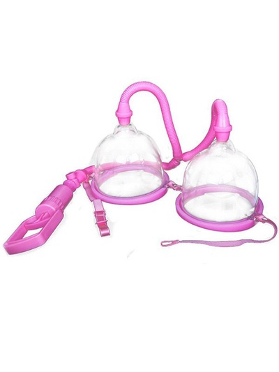 Вакуумная помпа для груди Breast Pump с двумя чашечками и ручным насосом – розовый Baile (Прозрачный) 