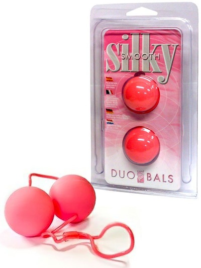 Пластиковые вагинальные шарики Silky Duo Balls с нежным покрытием – розовый Gopaldas 