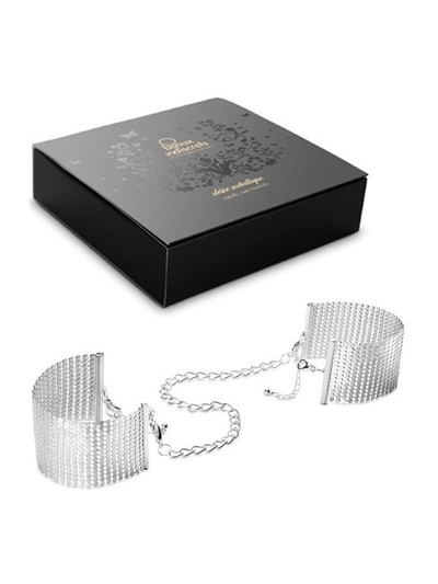 Наручники из металлической сетки Metallic Mesh Handcuffs – серебристый Bijoux Indiscrets 