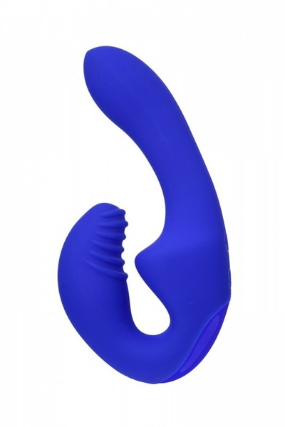 Безремневой анатомический страпон с пультом управления Главсексмаг (Синий) 