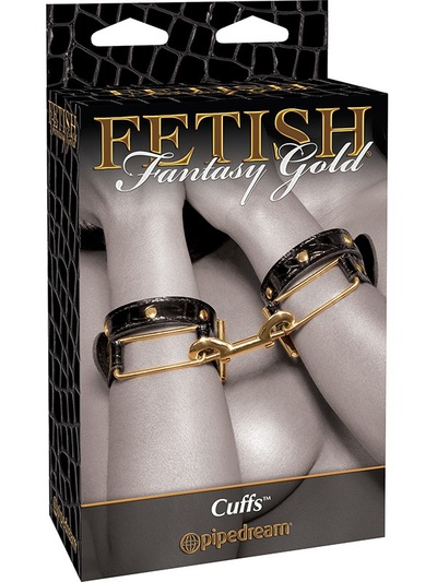 Наручники Fetish Fantasy Gold черные с золотом PipeDream (Золотой) 