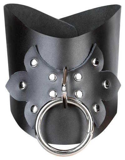 Ошейник Lux Fetish с кольцом для поводка широкий модель товара (черный) 