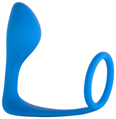 Анальный стимулятор с кольцом на пенис button anal plug, 10 см Lola Toys (синий) 