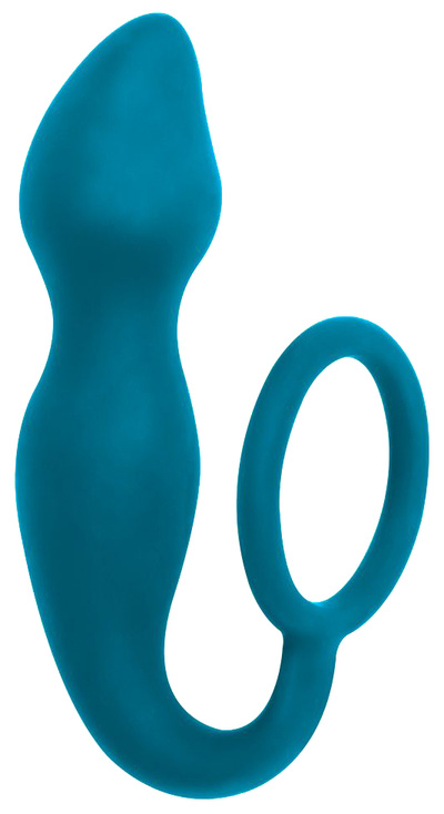 Анальная пробка с эрекционным кольцом sensation от lola toys spice it up, 10 см (голубой) 