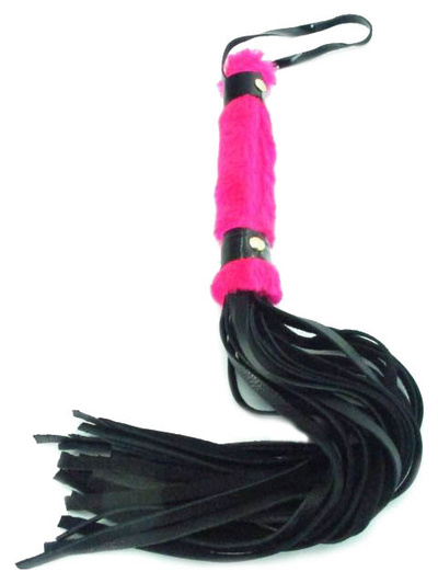 Плеть BDSM Арсенал BDSM Light с меховой рукояткой BDSM Arsenal (черный; розовый) 
