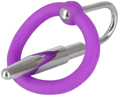Уретральный плаг с силиконовым кольцом под головку Penis Plug Orion (серебристый; фиолетовый) 