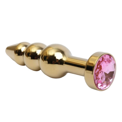 Золотистая анальная ёлочка с розовым кристаллом 11,2 см 4sexdream (золотистый) 