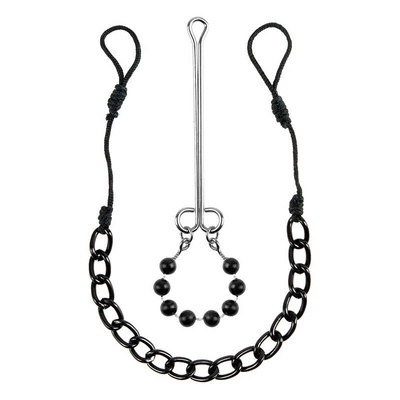 Зажимы для сосков и половых губ Pipedream Nipple Clit Jewelry с бусинами (черный) 