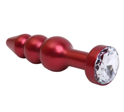 Красная анальная ёлочка с прозрачным кристаллом 11,2 см 4sexdream (красный; прозрачный) 