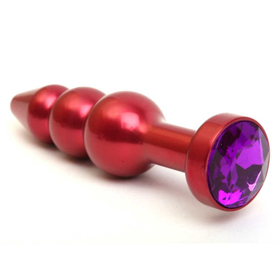 Красная анальная ёлочка с фиолетовым кристаллом 11,2 см 4sexdream (красный; фиолетовый) 