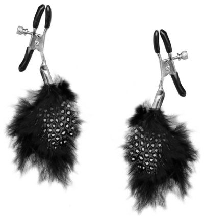 Зажимы для сосков Pipedream Feather Nipple Clamps с перышками металлические (черный) 