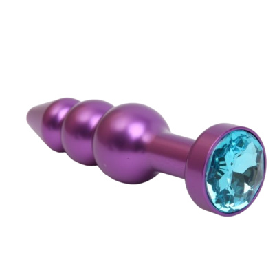 Фиолетовая фигурная анальная ёлочка с голубым кристаллом 11,2 см 4sexdream (фиолетовый) 